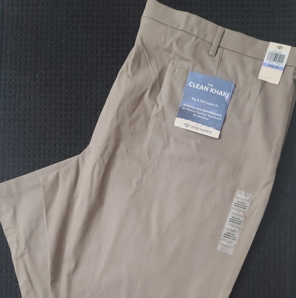 Dockers Men's Clean Khaki Pants - Big And Tall Classic Fit Size 48x30